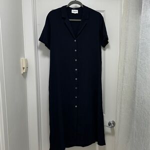 FRNCH Navy Button-Down Dress